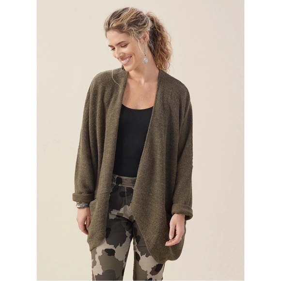 Janelle Ribbed Pocket Open Drape Cardigan | Chocolate | One Size - Picture 5 of 6